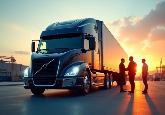 K&H Trucking team and fleet at St. Louis headquarters