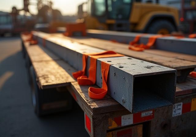 Heavy machinery secured on a K&H flatbed trailer